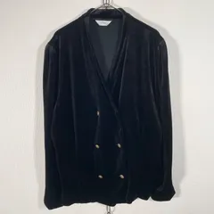 日本製 90s Japanese Vintage 金ボタン ダブル ベロアカーディガン ブラック 15