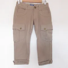 美品 BURBERRY BLUE LABEL バーバリーブルーレーベル ストレッチ クロップド カーゴパンツ 38 ベージュ レディース 古着 中古 USED