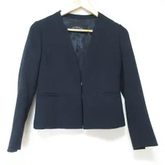 美品 green label relaxing グリーンレーベルリラクシング ユナイテッドアローズ ノーカラージャケット 36 ネイビー レディース 古着 中古 USED