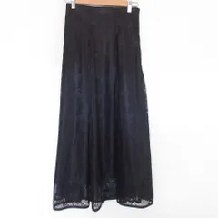 美品 Swingle スウィングル サンフラワーレース接ぎフレアスカート M ブラック レディース 古着 中古 USED