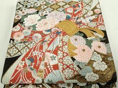 平和屋着物◎六通柄 本袋帯 正倉院花文 銀糸 正絹 逸品 DABA8427xg