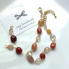 ミックスクォーツ＆ルチルクォーツのブレスレット＆チャームセット