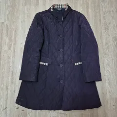 バーバリー ロンドン ノヴァチェック バイカラー ロング キルティングジャケット XL(105)