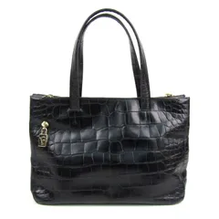 フルラ トートバッグ クロコ型押し レザー ハンドバッグ 鞄 ブランド レディース ブラック Furla 【中古】