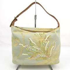 近沢レース店 ハンドバッグ スパンコール 刺繍 鞄 カバン ブランド レディース イエロー Chikazawa LINEN STORE 【中古】