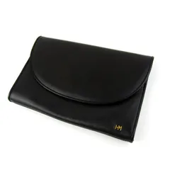 ハナエモリ クラッチバッグ ロゴ ゴールド金具 鞄 カバン ブランド レディース ブラック HANAE MORI 森英恵 【中古】