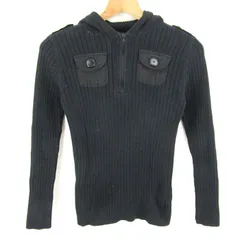 カルバンクラインジーンズ ニット トップス 長袖 パーカー リブ コットン レディース Sサイズ ブラック Calvin klein Jeans 【中古】