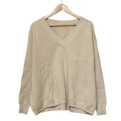 良品 Deuxieme Classe ドゥーズィエムクラス ミドルゲージKNIT Vネック ニット プルオーバー セーター ベージュ レディース 古着 中古 USED