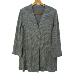 ミゼール ノーカラーコート アウター 千鳥格子柄 未使用品 レディース Lサイズ グレー missel