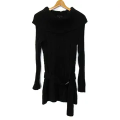 アイシービー ニットワンピース トップス 長袖 アンゴラ混 ケーブル編み ベルト付き レディース Sサイズ ブラック iCB 【中古】