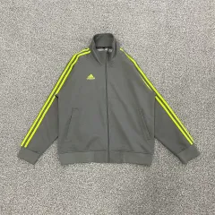 L adidas ネオン 蛍光 3本線 トラックジャージ ジップアップ 0120HS1