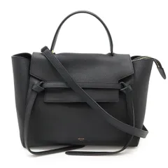 CELINE セリーヌ ベルトバッグ ミニ ハンドバッグ トートバッグ 2WAY ショルダーバッグ カーフスキン ブラック 黒 ゴールド金具 189103