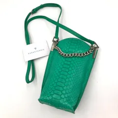 【美品】KABASTHORIE カバストーリー パイソン　ニシキヘビ　蛇　へび　スマホ入れ　ショルダーバッグ　ポシェット　スマホショルダー　緑　エメラルドグリーン　グリーン