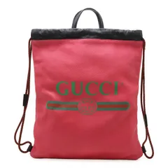 GUCCI グッチ グッチプリント ドローストリング バックパック リュックサック 2WAY トートバッグ 巾着型 レザー ピンク ポーチ付き 516639