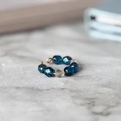 カプリブルー クリア イヤーカフ 丸 イヤカフ 上品 シンプル おしゃれ【616】