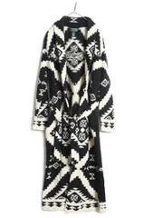 【お得なクーポン配布中!】 90s ローレン ラルフローレン ショールカラー ネイティブ ニット ガウン コート メンズ レディース L / オールド ポロ ハンドメイド ロング