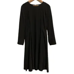 美品 YUKI TORII DEUX ユキトリイ 長袖 ひざ丈 フレア フォーマルワンピース M ブラック レディース 古着 中古 USED