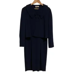 良品 YUKI TORII ユキトリイ フラワーボタン ジャケット ワンピース フォーマル スーツ アンサンブル 9 ネイビー レディース 古着 中古 USED