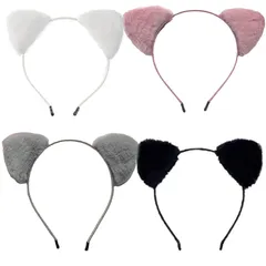 舞踏会 メイク/洗顔用 仮面 仮装 コスプレ ハロウィン クリスマス 可愛い 狐耳 獣耳 4色 もふもふ耳 カチューシャ 猫耳 ヘッドバンド ネコ耳 サムコス