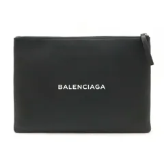 BALENCIAGA バレンシアガ ロゴ ショッピング クリップM クラッチバッグ セカンドバッグ レザー ブラック 黒 シルバー金具 485110 
