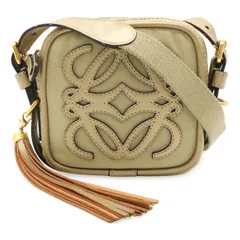 LOEWE ロエベ アナグラム ロゴ ショルダーバッグ ポシェット ミニバッグ 斜め掛け キャンバス メタリックレザー ベージュ シャンパンゴールド