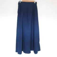 美品 green label relaxing グリーンレーベルリラクシング ユナイテッドアローズ KFC フレア リボン ロングスカート 38 ネイビー レディース 古着 中古 USED