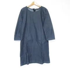 美品 MAX&Co. マックスアンドコー 長袖 ひざ丈 デニムワンピース 大きいサイズ 46 インディゴ レディース 古着 中古 USED
