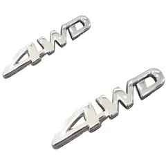 RYOTBASE 4WD 車 エンブレム スモールサイズ 立体 ロゴ ステッカー 汎用 ドレスアップ カー カスタム 両面テープ 装飾 デカール メタリック (シルバー2個)