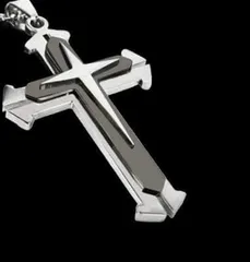 【N20】ネックレス　メンズ　シルバー　黒　クロス　十字架　アクセサリー