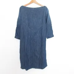 美品 DIESEL ディーゼル 長袖 ボートネック ひざ丈 デニムワンピース XS インディゴ レディース 古着 中古 USED