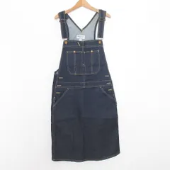 美品 Americana アメリカーナ ストレッチ デニム サロペット スカート ジャンスカ ワンピース インディゴ レディース 古着 中古 USED