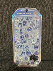 ボンボンドロップシール シャーベットシリーズ よるねこ｜ぷっくり 透明感 夜空カラー シール 正規品
