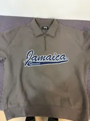 ステューシー x デニムティアーズ ハーフ ジップ フリース チャコール XL