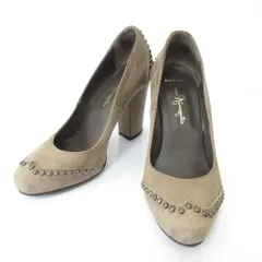 良品 銀座かねまつ スタッズパンプス サイズ36 約23cm ブラウン レディース 古着 中古 USED