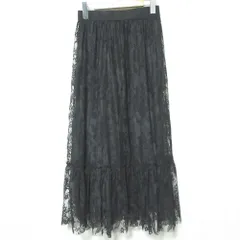 美品 green label relaxing グリーンレーベルリラクシング 2WAY チュールレーススカート 3624-676-2487 ブラック レディース 古着 中古 USED