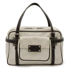 LOEWE ロエベ ロゴ アナグラム ハンドバッグ ポーチ付 PVC レザー ホワイト 白 ダークブラウン 茶 シルバー金具 290410