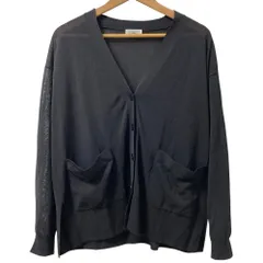 美品 23AW IENA イエナ 長袖 シアーVネック ニットカーディガン ブラック レディース 古着 中古 USED