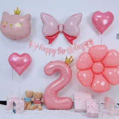 【在庫セール】バルーンフラワー 飾り 誕生日 誕生日 誕生日 かざりつけ 飾り バルーン バースデー 女の子 飾り付け、女の子 2歳