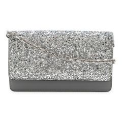 Maison Margiela メゾン マルジェラ 4ステッチ グリッター チェーンウォレット ショルダーバッグ ポシェット 2WAYクラッチ レザー グレー SA3UI0008