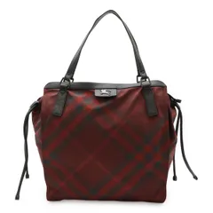 BURBERRY バーバリー チェック柄 トートバッグ ラージトート ショルダーバッグ 肩掛け ナイロン レザー バーガンディー ブラック 黒