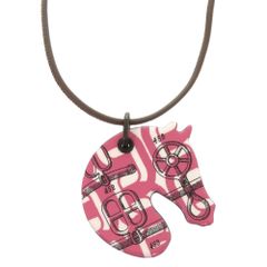 新品同様 エルメス タッタソールPM 馬 ラッカー ピンク ネックレス