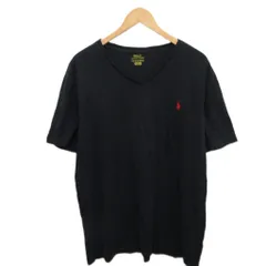 ポロ ラルフローレン POLO RALPH LAUREN Tシャツ 半袖 Vネック ポニー刺繍 XL 黒 ブラック ■MET2