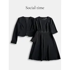Social time ソーシャルタイム 東京ソワール ブラックフォーマル セット ジャケット ワンピース アンサンブル 礼服 喪服 冠婚葬祭 フォーマル 11