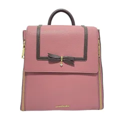 Samantha Vega(サマンサベガ) リュックサック美品  - ピンク×ダークブラウン チェック柄/リボン