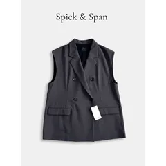 ◆タグ付き◆ Spick & Span スピックアンドスパンドライメランジジレ ベスト グレー 38 テーラード オフィス きれいめ