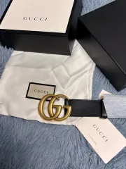 当日(※メルカリshop取引では対象外)/フルセット グッチ GG マーモント ベルト ブラック ゴールド