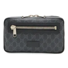GUCCI グッチ GGスプリーム ウェブライン ウエストバッグ ボディバッグ ベルトバッグ PVC レザー ブラック 黒 ダークグレー シルバー金具 474293