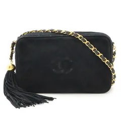 CHANEL シャネル マトラッセ ココマーク チェーンショルダー ショルダーバッグ フリンジ タッセル スエード レザー ブラック 黒 ゴールド金具