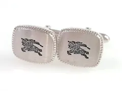 バーバリー　Burberrys　騎士/ホース　ロゴ　スクエアモチーフ　カフス　カフリンクス　シルバーカラー　送料無料