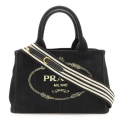PRADA プラダ CANAPA カナパ トートバッグ 2WAY ショルダーバッグ ストライプショルダー キャンバス NERO 黒 ブラック 海外免税店購入品 1BG439